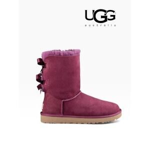 NIB UGG Bailey Bow Boots Purple Suede Shearling Winter Women's 8